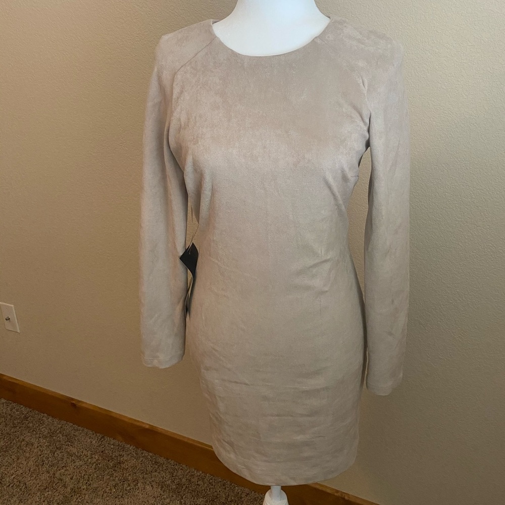 Bebe faux suede dress Taupe. Size Medium. NWT.